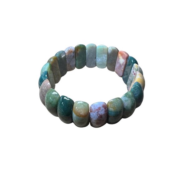 Agate Bloodstone Power Bead Bracelet – Natural Stone Stretch - Picture 7 of 9